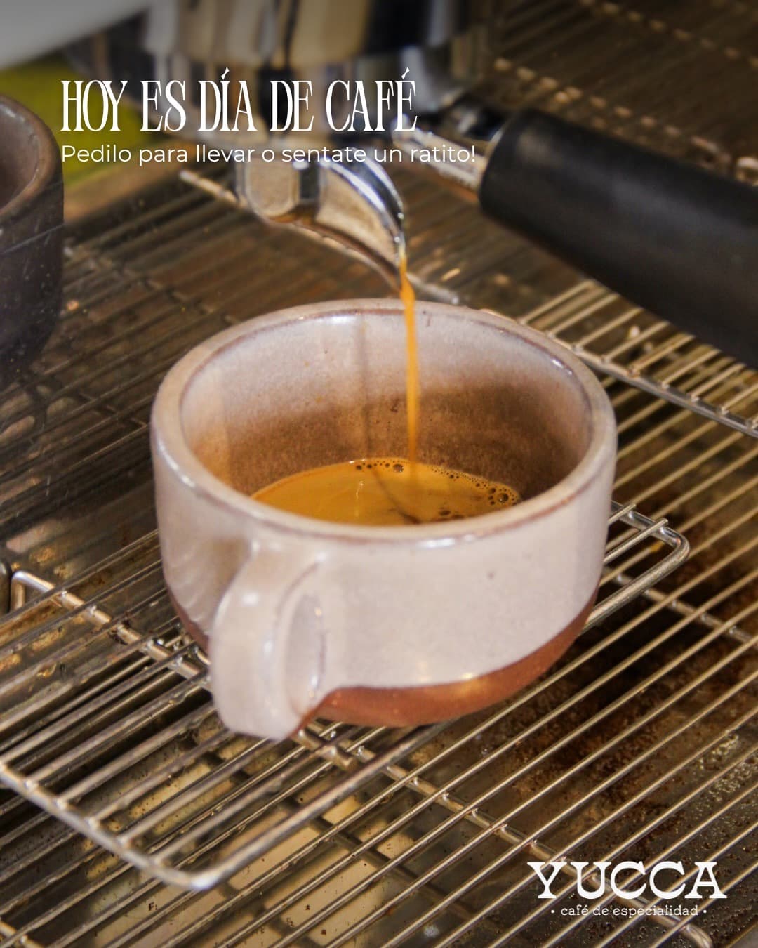 Espresso recién servido en taza de cerámica